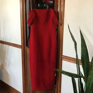 Alexander wang red crepe cold shoulder dress